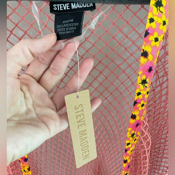 Steve Madden Open Weave Topper - Pink/Yellow Floral Mesh Kimono - NWT! - Picture 12 of 14
